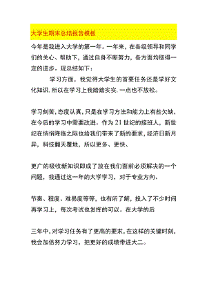 大学生期末总结报告模板.docx