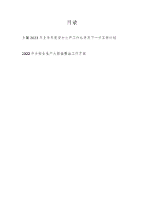 乡镇2023年上半年度安全生产工作总结及下一步工作计划和安全生产大排查整治工作方案.docx