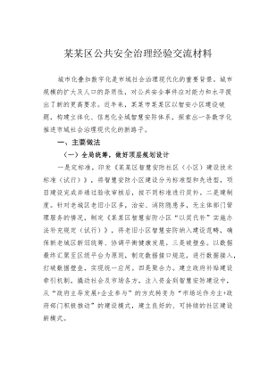 某某区公共安全治理经验交流材料.docx