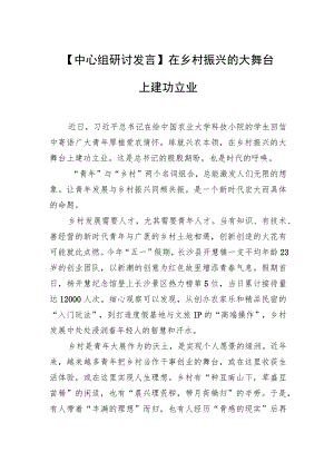 【中心组研讨发言】在乡村振兴的大舞台上建功立业.docx