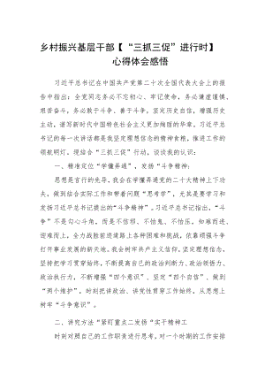 乡村振兴基层干部【“三抓三促”进行时】心得体会感悟精选范文(3篇).docx