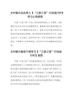 乡村振兴站负责人【“三抓三促”行动进行时】学习心得感想精选范文(3篇).docx