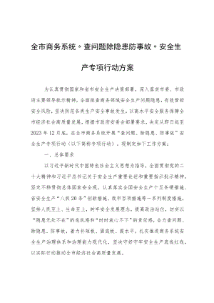 全市商务系统“查问题除隐患防事故”安全生产专项行动方案.docx