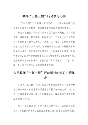 教师“三抓三促”行动学习心得精选范文(3篇).docx