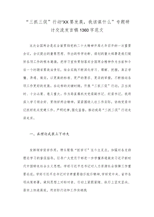“三抓三促”行动“XX要发展我该谋什么”专题研讨交流发言稿1360字范文.docx