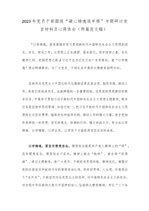 2023年党员干部围绕“凝心铸魂筑牢根”专题研讨发言材料及心得体会（两篇范文稿）.docx