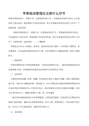 苹果栽培管理应注意什么环节.docx