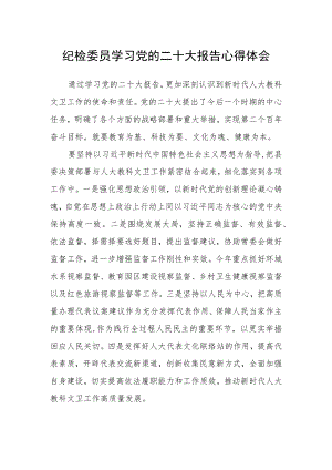 纪检委员学习党的二十大报告心得体会.docx