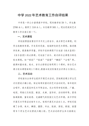 中学2022年艺术教育工作自评结果.docx