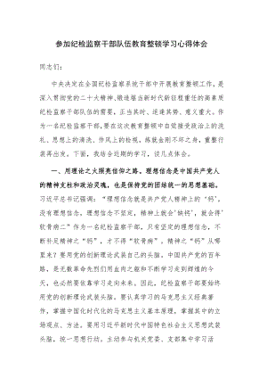 2023年纪检监察干部队伍教育整顿学习心得体会和研讨发言范文2篇.docx