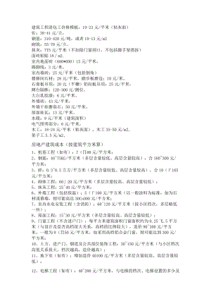 建筑清包工价及房地产成本标准模板.docx