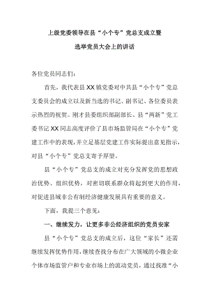 上级党委领导在县“小个专”党总支成立暨选举党员大会上的讲话.docx