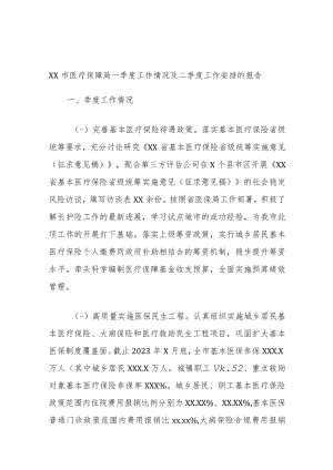 XX市医疗保障局一季度工作情况及二季度工作安排的报告.docx