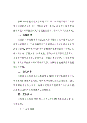 2023年学院高校大学“树师德正师风”专项整治活动实施方案.docx