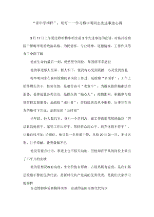 “青年学榜样”：明灯——学习梅华明同志先进事迹心得.docx