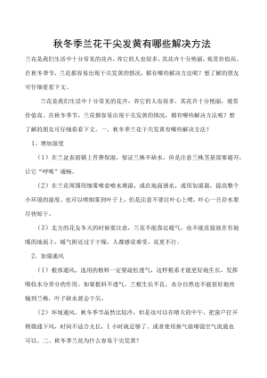 秋冬季兰花干尖发黄有哪些解决方法.docx