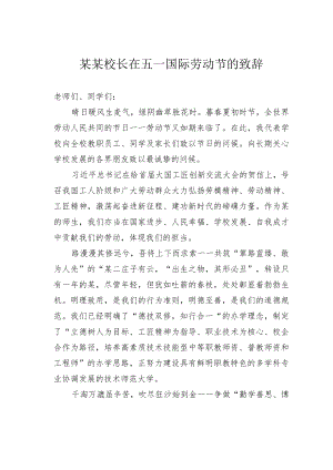 某某校长在五一国际劳动节的致辞.docx