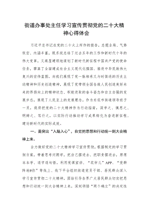 街道办事处主任学习宣传贯彻党的二十大精神心得体会.docx