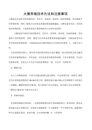 大雁养殖技术方法和注意事项.docx