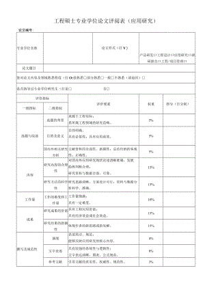 工程硕士专业学位论文评阅表(应用研究).docx