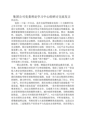 集团公司党委理论学习中心组研讨交流发言.docx