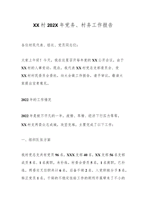 XX村202X年党务、村务工作报告.docx