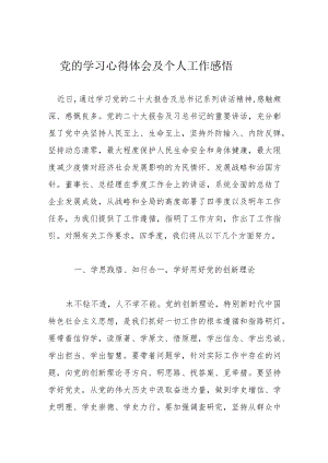 党的学习心得体会及个人工作感悟.docx
