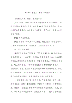 XX村202X年党务、村务工作报告.docx