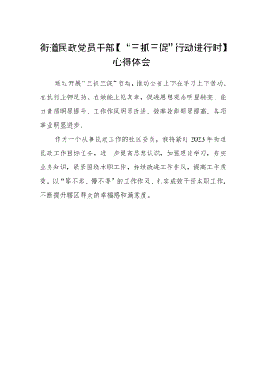 街道民政党员干部【“三抓三促”行动进行时】心得体会.docx