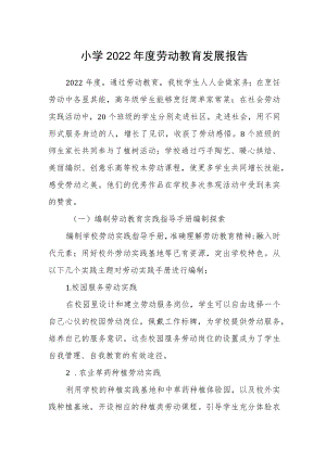 小学2022年度劳动教育发展报告.docx