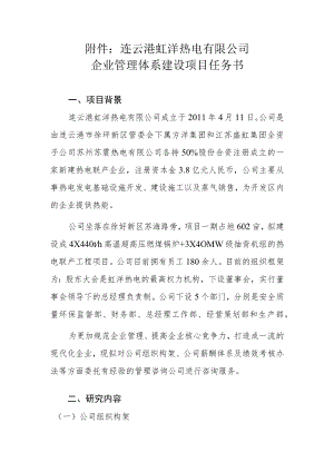 连云港虹洋热电有限公司企业管理体系建设项目任务书.docx