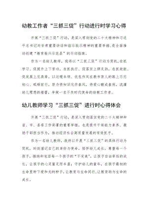 （共三篇）幼教工作者“三抓三促”行动进行时学习心得.docx