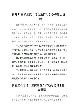 （共三篇）教师【“三抓三促”行动进行时】心得体会感想.docx