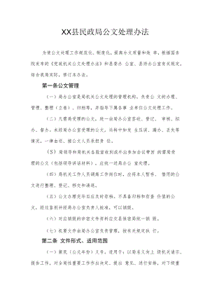 XX县民政局公文处理办法.docx