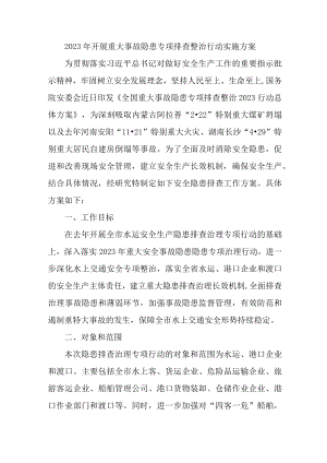 水上交通2023年开展重大事故隐患专项排查整治行动方案 （合计8份）.docx