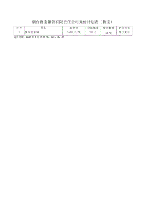烟台鲁宝钢管有限责任公司竞价计划表鲁宝.docx