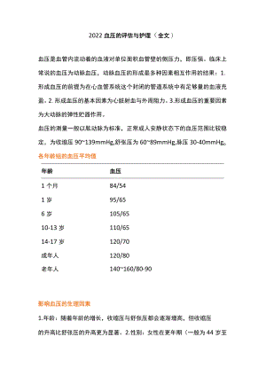 2022血压的评估与护理（全文）.docx