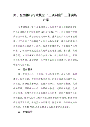 关于全面推行行政执法“三项制度”工作实施方案.docx