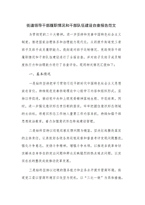 街道领导干部履职情况和干部队伍建设自查报告范文.docx