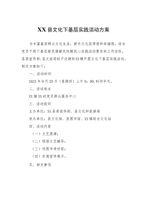 XX县文化下基层实践活动方案.docx