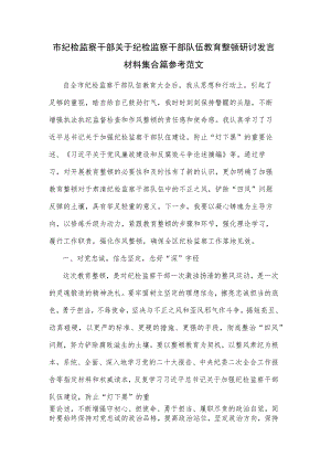 市纪检监察干部关于纪检监察干部队伍教育整顿研讨发言材料集合篇参考范文.docx