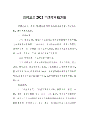 县司法局2022年绩效考核方案.docx