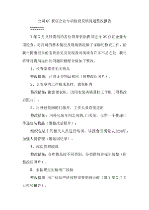 公司QS获证企业专项检查反馈问题整改报告.docx