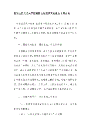 县发改委党组关于巡察整改进展情况的报告2篇合集.docx