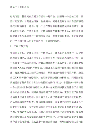 新员工月工作总结.docx