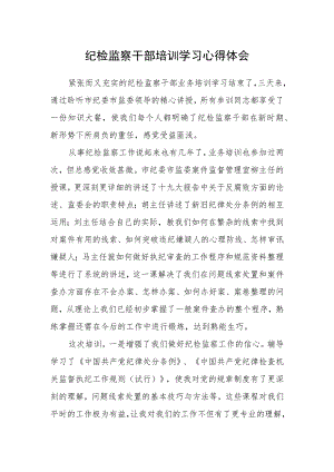纪检监察干部培训学习心得体会.docx