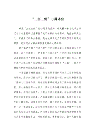 落实三抓三促行动心得体会三篇.docx
