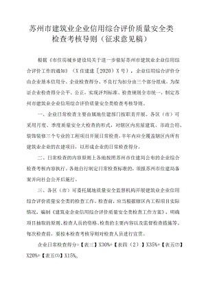 苏州市建筑业企业信用综合评价质量安全类检查考核导则（征求意见稿）.docx