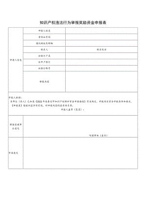 知识产权违法行为举报奖励资金申报表.docx