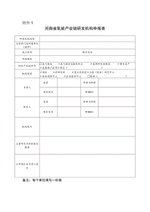 河南省氢能产业链研发机构申报表.docx